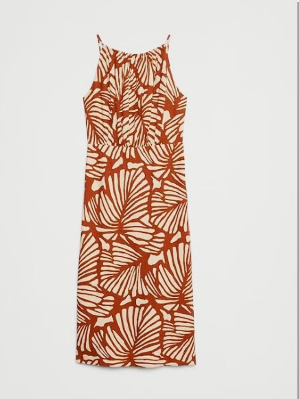 Banana Republic Factory Rust & Cream Botanical Print Maxi Dress